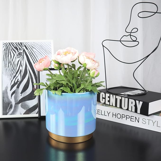 Gepege Ceramic Pots for Plants, Rainbow Pearl Glaze Planter - Image 8