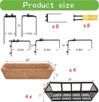 4 Pack 24" Railing Planter Window Box Deck Balcony Rail Planter Black Metal - Image 7