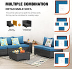 8 Pieces Patio Furniture Set All-Weather Outdoor Wicker Sectional Conversation - Image 6