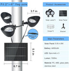Solar Flag Pole Light, 3 Super-Spotlights LEDs, Adjustable Metal Clamps Fits - Image 5