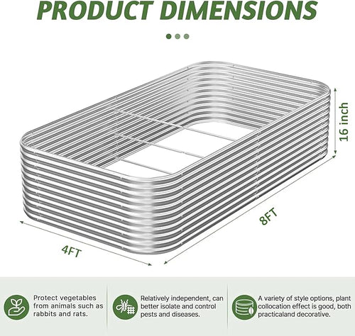 2 Pack Tall 8x4FT Corrugated Galvanized Steel Raised Garden Bed Outdoor - Image 2