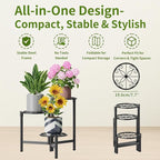 Metal Plant Stand Outdoor Indoor, 3 Tier Foldable Corner Tall Plant Shelf - Image 5