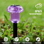 Solar Lights Outdoor Pathway Waterproof 8 Pack Purple LED Acrylic Mushroom - Image 7