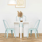 FDW | Set of 4 Metal Dining Chairs | Blue | Stackable Tolix Side Chairs - Image 4