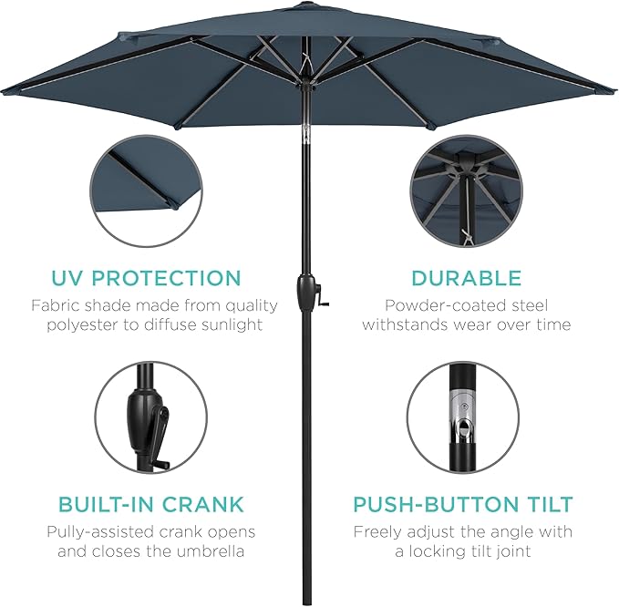 Best Choice Products 7.5ft Heavy-Duty Round Outdoor Market Table Patio Umbrella - Image 5
