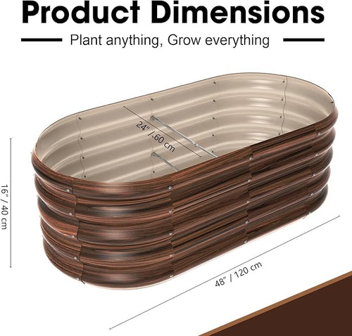4x2ft Oval Galvanized Raised Garden Bed Kits 16" Tall Outdoor Large Metal - Image 2
