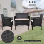 Homall 4 Pieces Outdoor Patio Furniture Sets Rattan Chair Wicker Set, Outdoor - Image 4