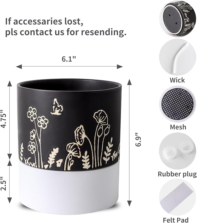 Nihow Self Watering Plant Pot: 6 Inch Ceramic Planter - Image 2