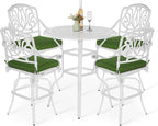 VIVIJASON 5-Piece Patio Swivel Bar Stools Set, All Weather Cast Aluminum by VIVIJASON