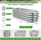 17" Tall Outdoor Garden Raised Garden Bed Kits, 5ft X 2ft Oval, 0.8MM Thick - Image 4