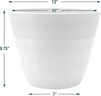 PSW Pot Collection 12-inch Plastic/Stone/Wood Composite Large Ribbed Planter – - Image 4