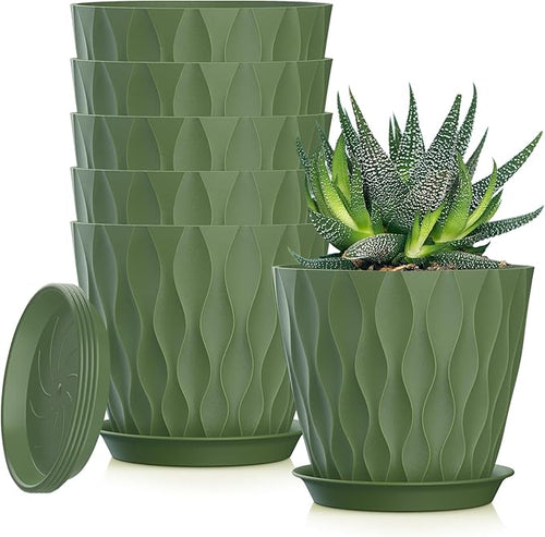 5 Inch Planter Pots, 6 Pack Indoor Planters, Small Flower Pots by SQKH