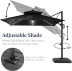 Best Choice Products 12x12ft LED Cantilever Patio Umbrella w/Base Included & - Image 5