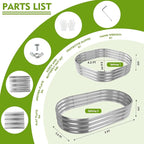 5X2.7X1 FT Oval Galvanized Metal Garden Raised Bed/Plant Box - Image 5