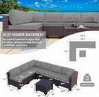 Kullavik 7 Pieces Outdoor Patio Furniture Set PE Wicker Rattan Sectional Sofa - Image 6