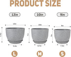 Plant Pots 12/10/9 inch Set of 3, Flower Pots - Image 2