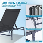 Outdoor Chaise Lounge Chair Set of 2, Foldable & Assemble-Free, 6 Adjustable - Image 6