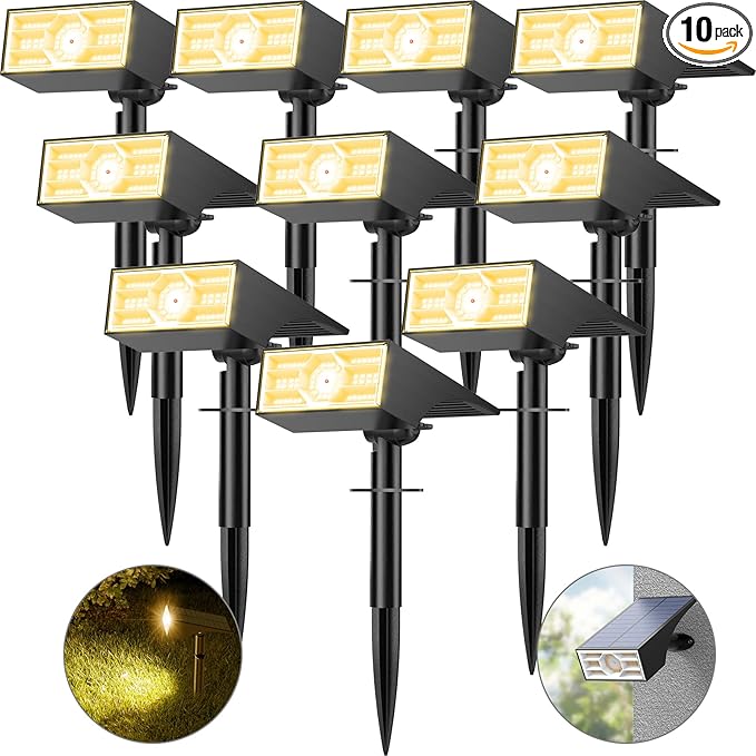 Solar Spot Lights Outdoor, 10 Pack/56 LED Outdoor Lights by Katipeal