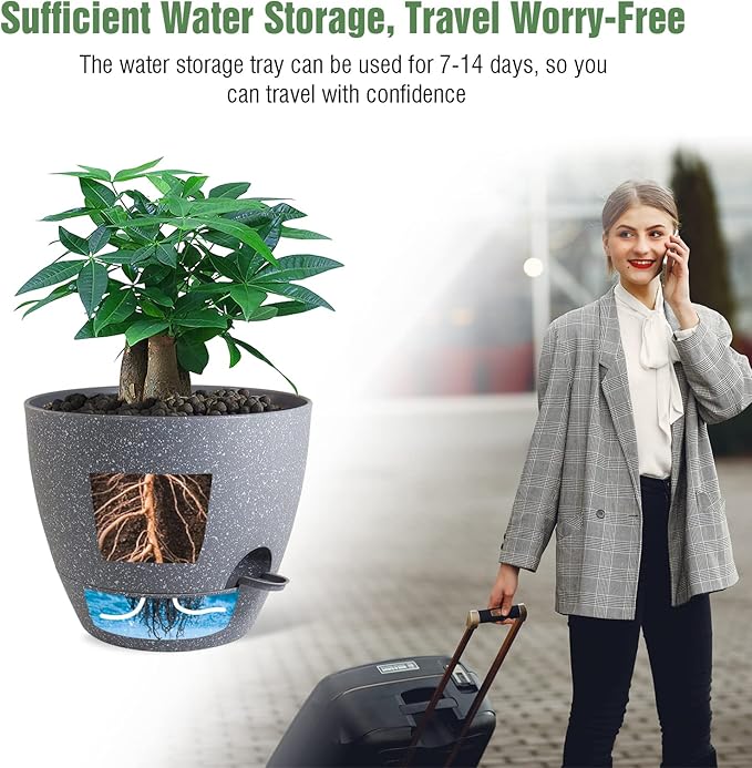 12inch 2Pack Large Self Watering Planters, Plastic Plant Pots - Image 5