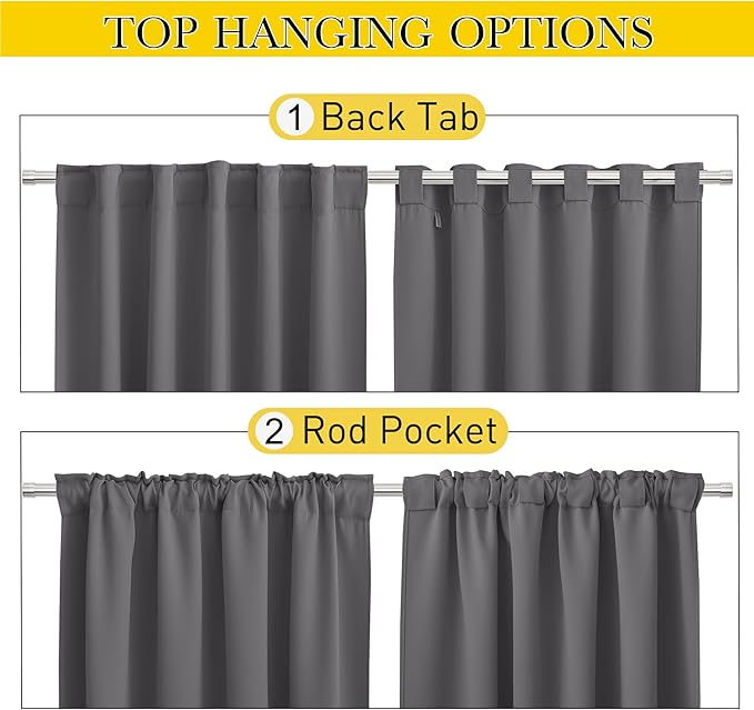 NICETOWN 2 Panels Outdoor Curtains Waterproof Pocket & Back Tab on Top & Bottom - Image 3