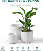vancasso 6+8+10 inches Ceramic Plant Pots, Planters - Image 4