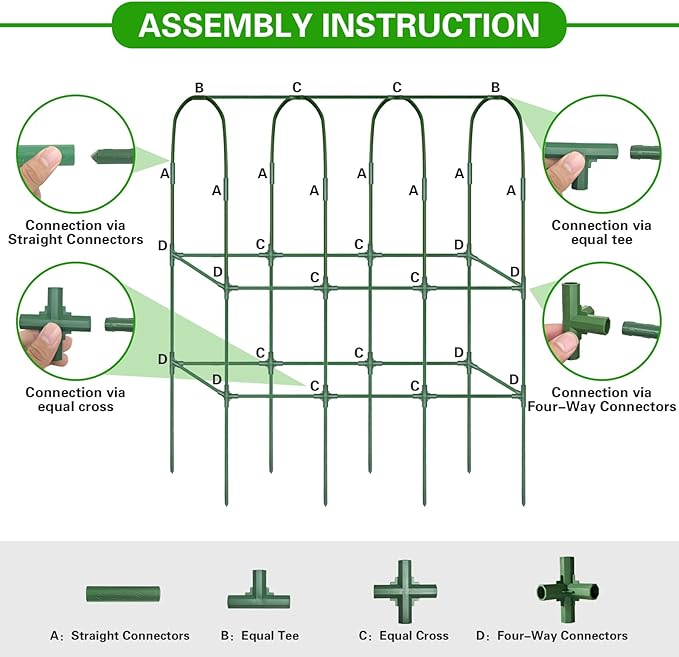 65in Tall Cucumber Trellis for Raised Bed, U-Shape Vegetables Trellis Support - Image 8