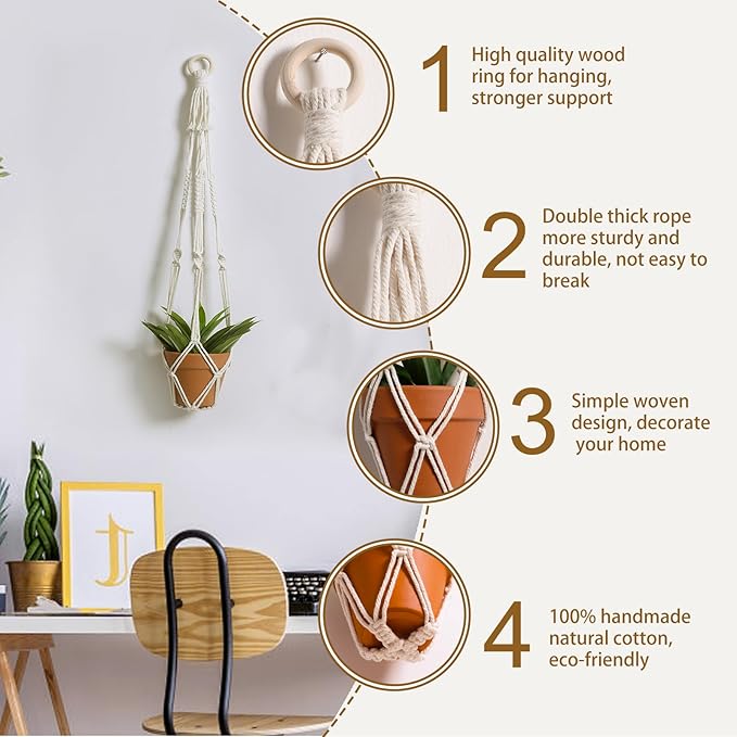 Artilady Plant Hanger Indoor Macrame Hanging Planters - Image 3