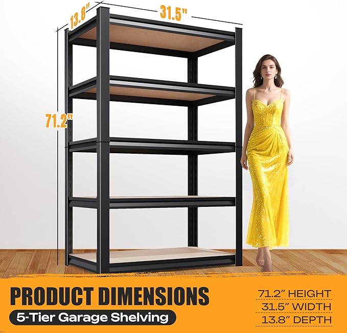 Set of 2 Garage Shelving Heavy Duty Storage Shelves, Metal Adjustable Shelving - Image 3
