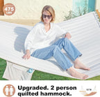 2 Person 12FT Hammocks for Outside, Double Quilted Fabric Outdoor Hammock - Image 3