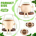 Domensi 2 Pcs Swing Hanging Planter Cute Smile Flower Face Pot Indoor Outdoor - Image 2
