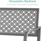 Best Choice Products Outdoor Bench 2-Person Metal Steel Benches Furniture - Image 5