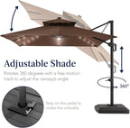 Best Choice Products 12x12ft LED Cantilever Patio Umbrella w/Base Included & - Image 5