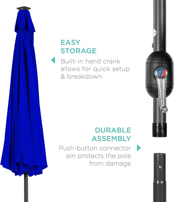 Best Choice Products 10ft Solar Polyester LED Lighted Patio Umbrella w/Tilt - Image 6