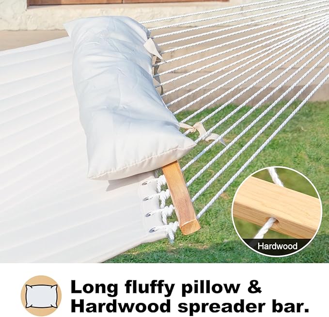 2 Person 12FT Hammocks for Outside, Double Quilted Fabric Outdoor Hammock - Image 4