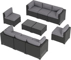 Aoxun 10 Piece Patio Furniture Set Wicker Rattan Patio Sectional Sofa Set - Image 7