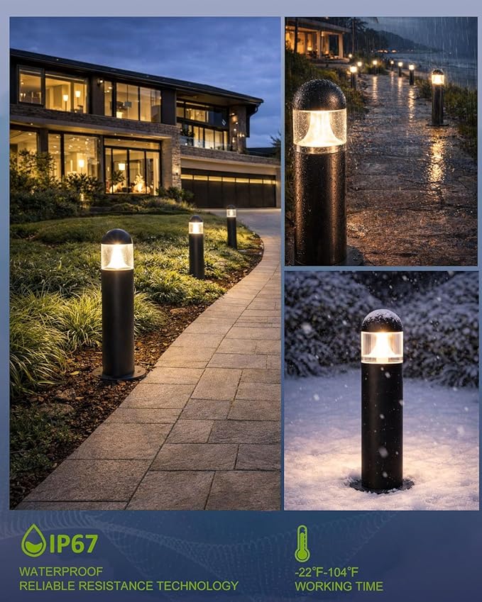 12 Pack Low Voltage Landscape Pathway Lights Wired, Outdoor Modern 12V LED - Image 3