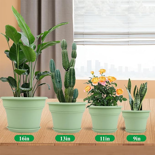 16 inch Plastic-Flower-Pot-for-Indoor-Plants, 4 Pack Large Outdoor Planter Pot - Image 2
