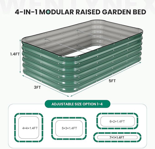 5×3×1.4FT Galvanized Raised Garden Bed Outdoor, Metal Raised Garden Bed Kit - Image 2