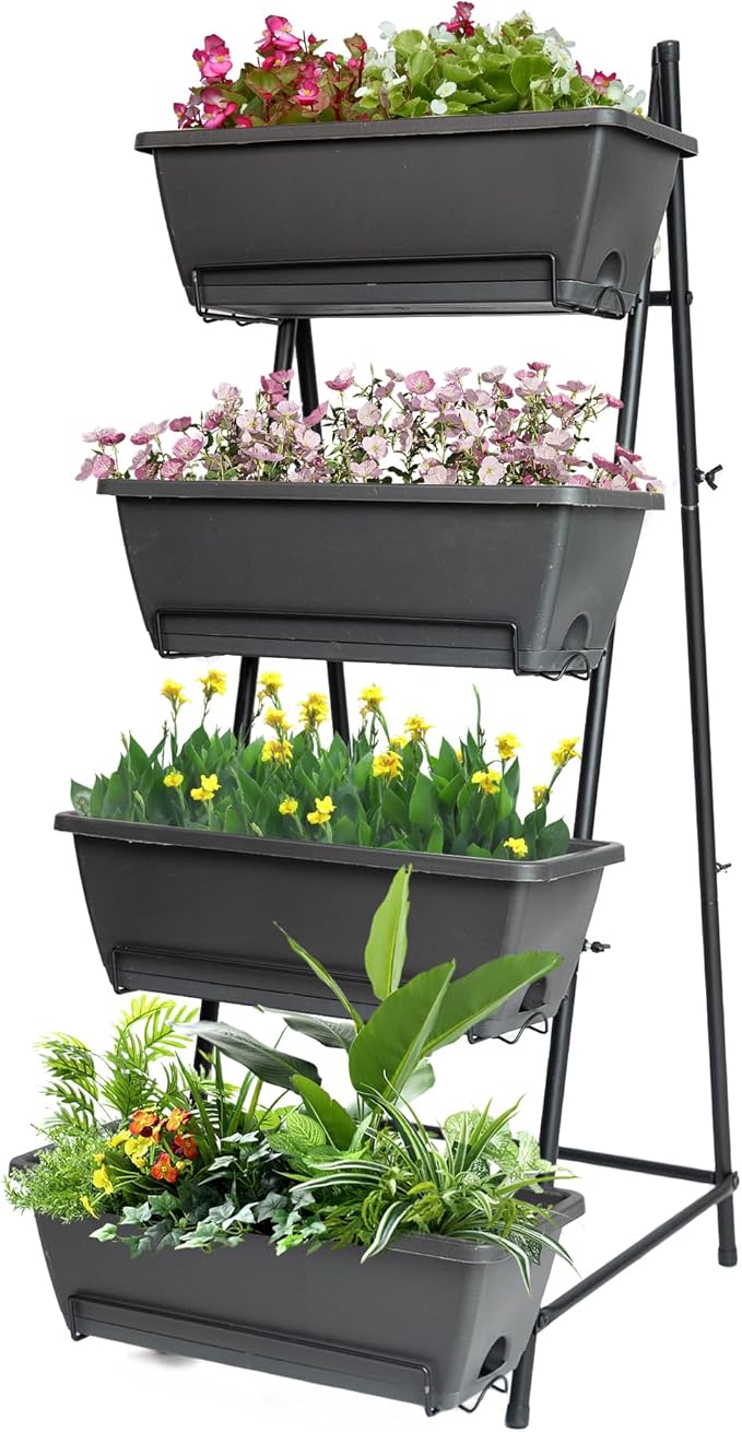 GENMOUS 4 Tier Raised Garden Bed Tall 45'' Vertical Elevated Garden Planter by GenMousCo