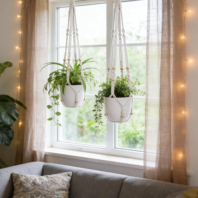 YIBOT Macrame Plant Hanger Indoor Outdoor, Heavy 20lb Planters, Extra Long - Image 4