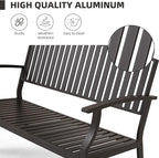 52" Outdoor Bench Weatherproof, Rust-Resistant Aluminum Metal Patio Garden Bench - Image 4