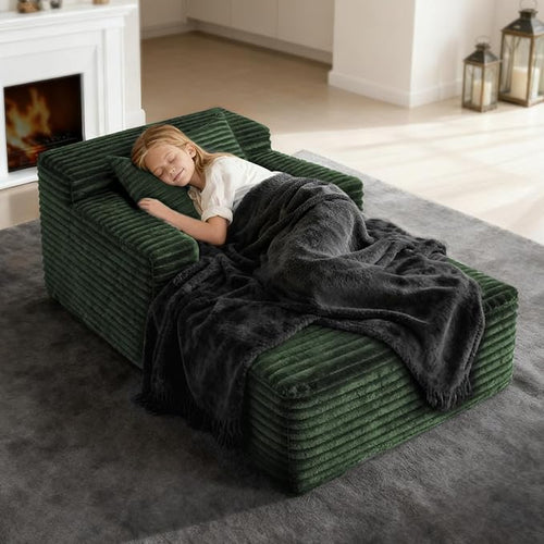 45'' Chaise Lounge Chair Indoor, Corduroy Upholstered Boneless Sofa Bed by sonovafurn