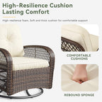 Aoxun 3 Pieces Patio Furniture Set, Patio Swivel Rocker Chairs Set of 2 - Image 4