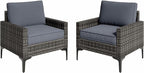 Jing's Villa 2-Piece Outdoor Sectional Single Chair Set, All-Weather Wicker by JingsVillaOutdoorFurniture