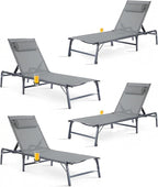 4 Pack Foldable Chaise Lounge Chair by HOMELYM