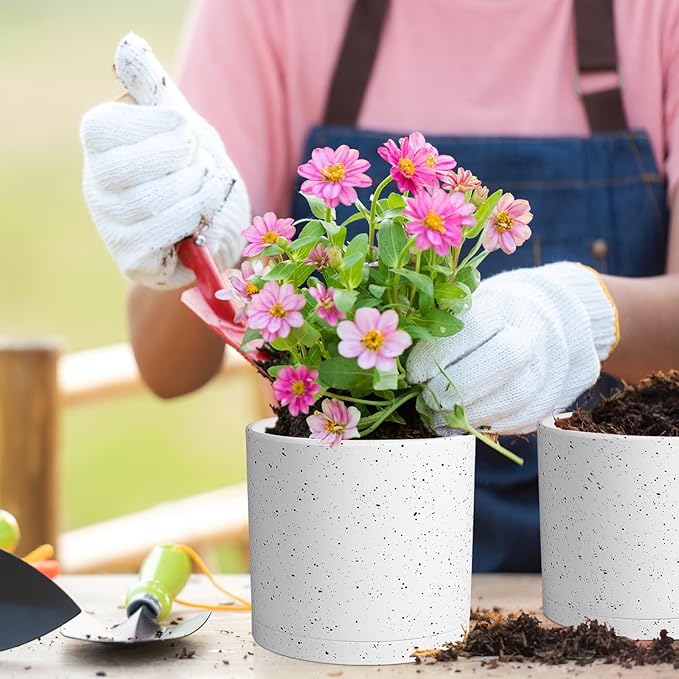 8/7/6 inch Flower Pots, 3 Set Cylindrical Plant Pots - Image 3