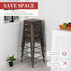 FDW Metal Bar Stools Set of 4 Counter Height Bar Stools 24 Inches Industrial - Image 5