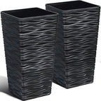 Worth Garden 2-Pack Black Tall Planter by WORTH