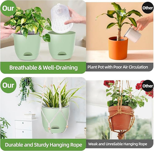 2-Pack 7..1-Inch Self-Watering Hanging Planters - Image 2