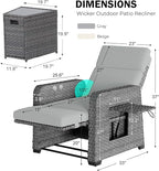 Restland Outdoor Recliner with Independent Adjustable Back & Footrest Wicker - Image 2